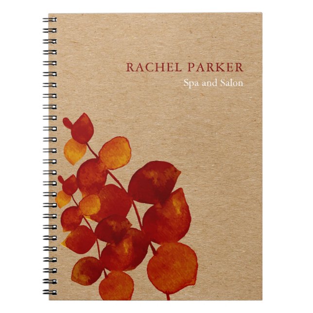 Carnet Feuilles d'eucalyptus élégantes Kraft rustique (Devant)