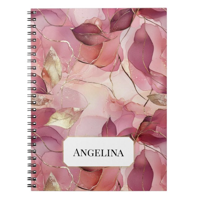 Carnet Feuilles d'or rose (Devant)