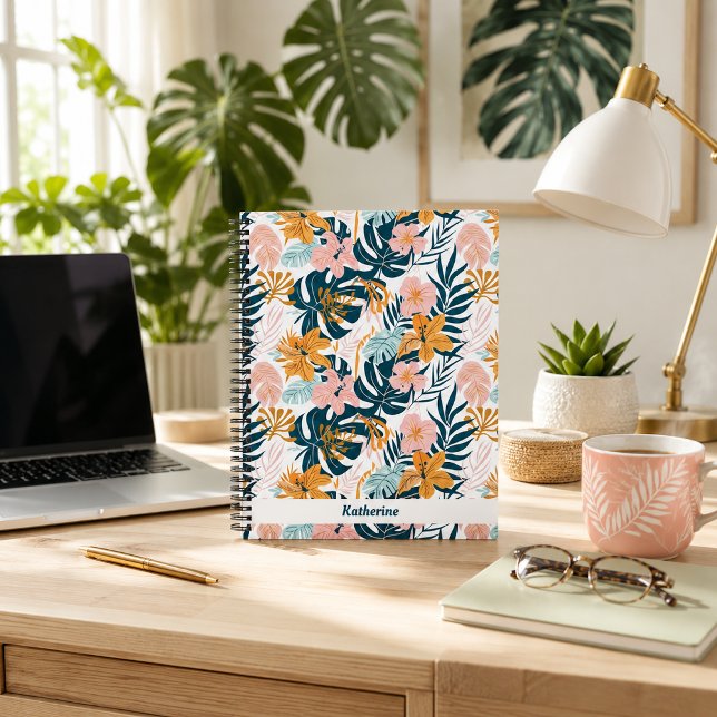 Carnet Feuilles Fleurs Tropicales Boho (Créateur téléchargé)