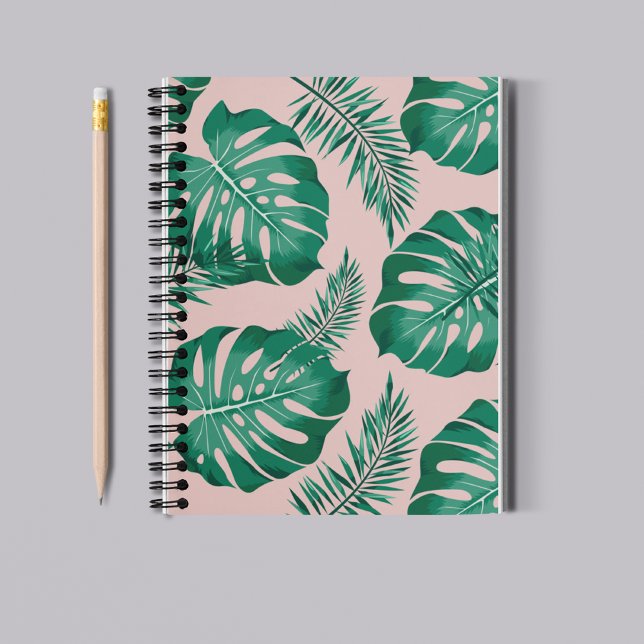Carnet Feuilles Pink & Green Palm sans couture Motif (Créateur téléchargé)