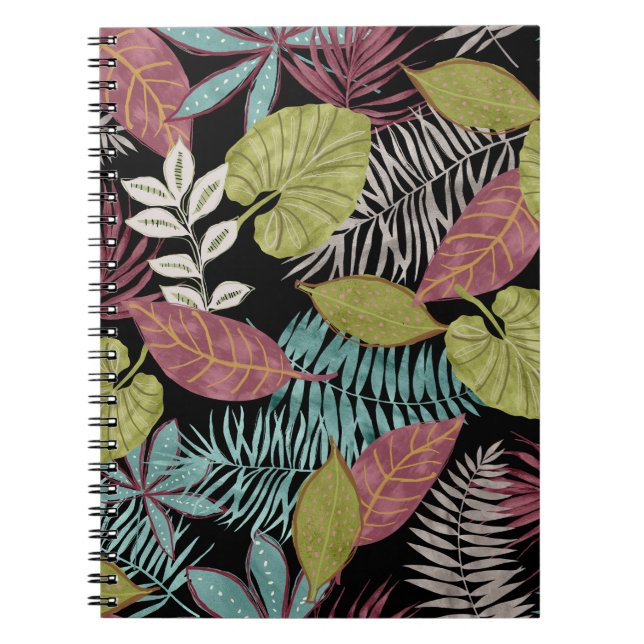Carnet Feuilles sombres tropicaux : Motif textile (Devant)