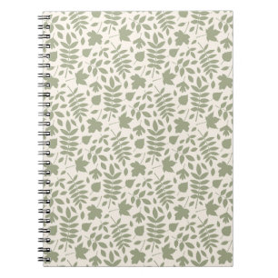 Carnet Feuilles tombés Rpt Motif Vert sur la crème