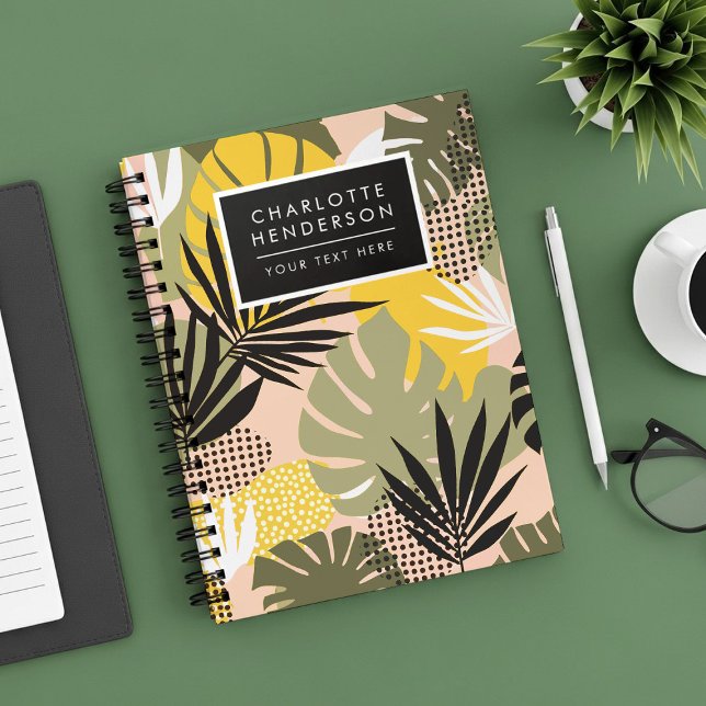 Carnet Feuilles Tropicales Abstraites Modernes & Points (Créateur téléchargé)