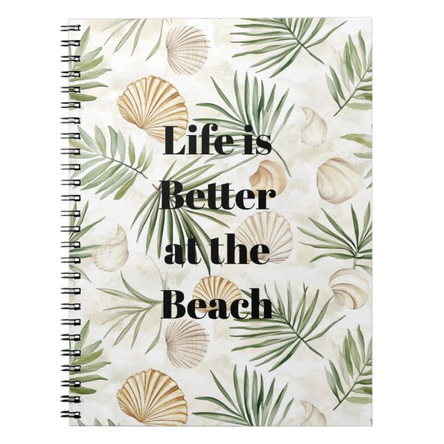 Carnet Feuilles Tropicales Coquillages de Plage (Devant)