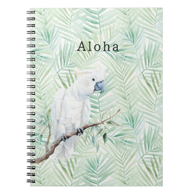Carnet Feuilles Tropicales Vertes Oiseau Aloha (Devant)