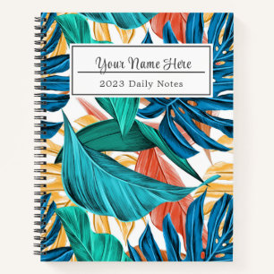 Carnet Feuilles tropicaux colorés, design motif exotique,