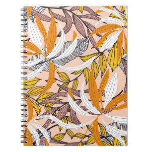 Carnet Feuilles tropicaux colorés, motif arrière - plan b