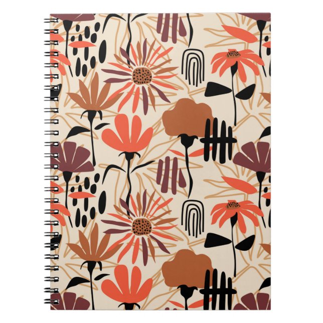 Carnet Feuilles tropicaux dessiné à la main sans couture  (Devant)