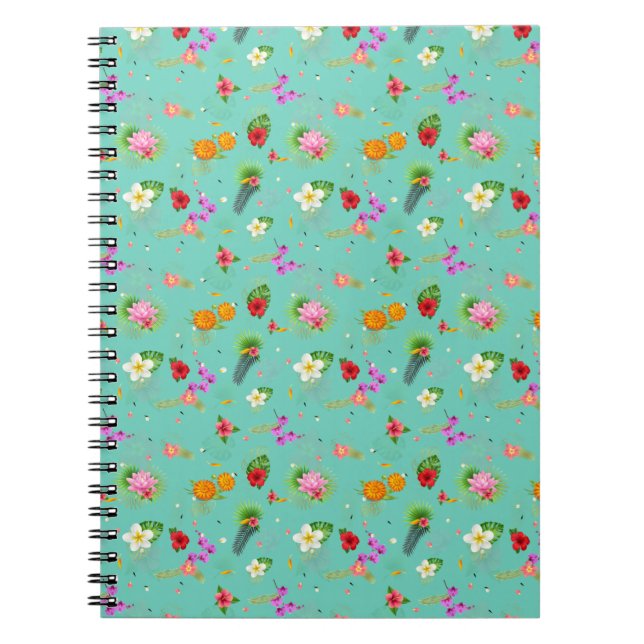 Carnet Feuilles tropicaux en Turquoise (Devant)