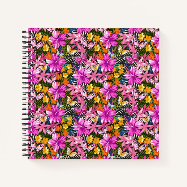 Carnet Feuilles tropicaux et fleurs (Devant)