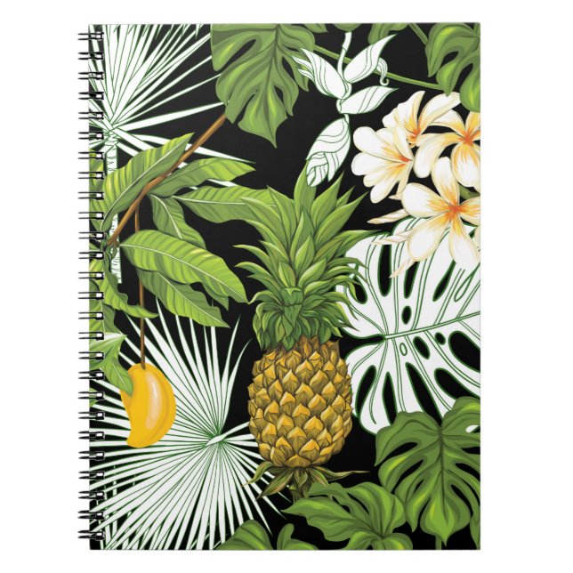 Carnet Feuilles tropicaux et fruits sans couture motif (Devant)