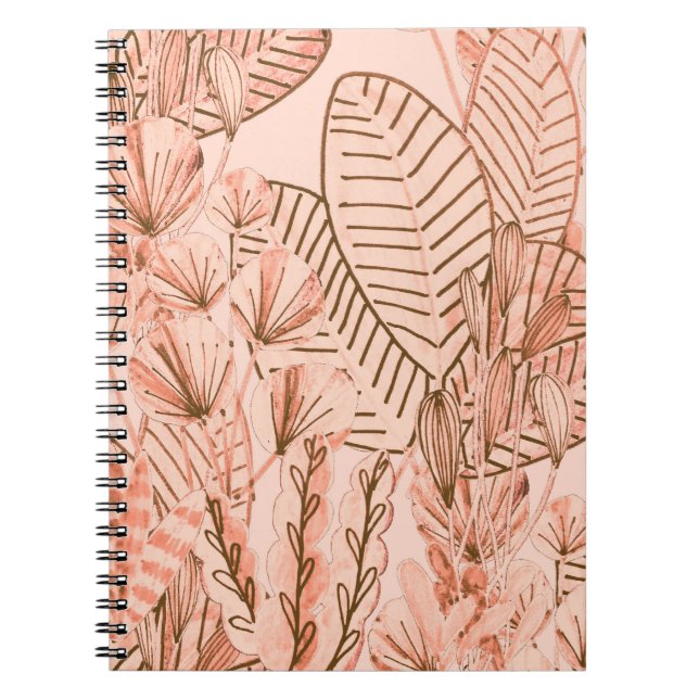 Carnet Feuilles tropicaux : Motif créatif à main. (Devant)