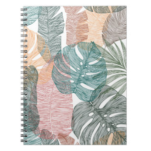 Carnet Feuilles tropicaux : motif vintage à main.