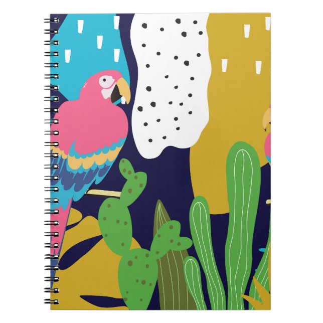 Carnet Feuilles tropicaux, perroquets : arrière - plan d' (Devant)