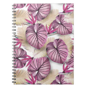 Carnet Feuilles tropicaux rose