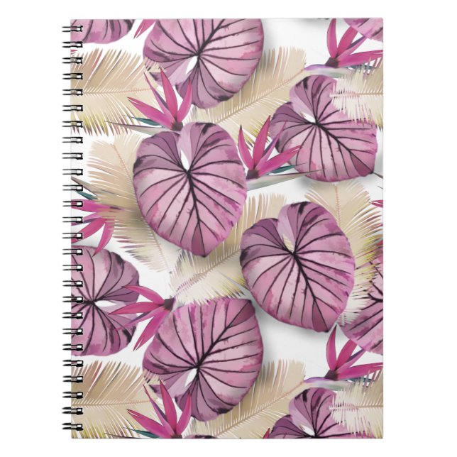 Carnet Feuilles tropicaux rose (Devant)