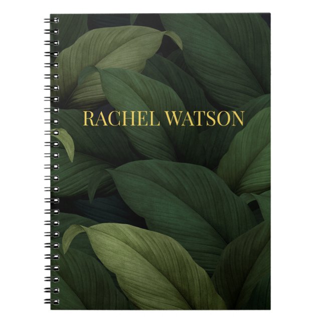 Carnet Feuilles tropicaux vert foncé (Devant)