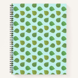 Carnet Feuilles vertes d'arbre de Jade sur fond bleu clai