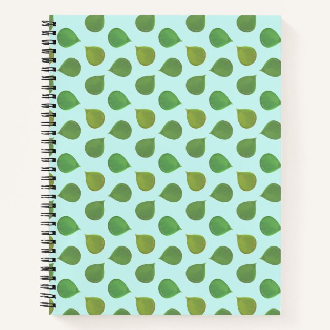 Carnet Feuilles vertes d'arbre de Jade sur fond bleu clai (Devant)