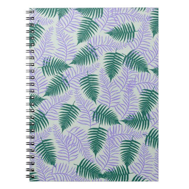 Carnet Feuilles verts pourpre  rétro les années 70 Fleur  (Devant)