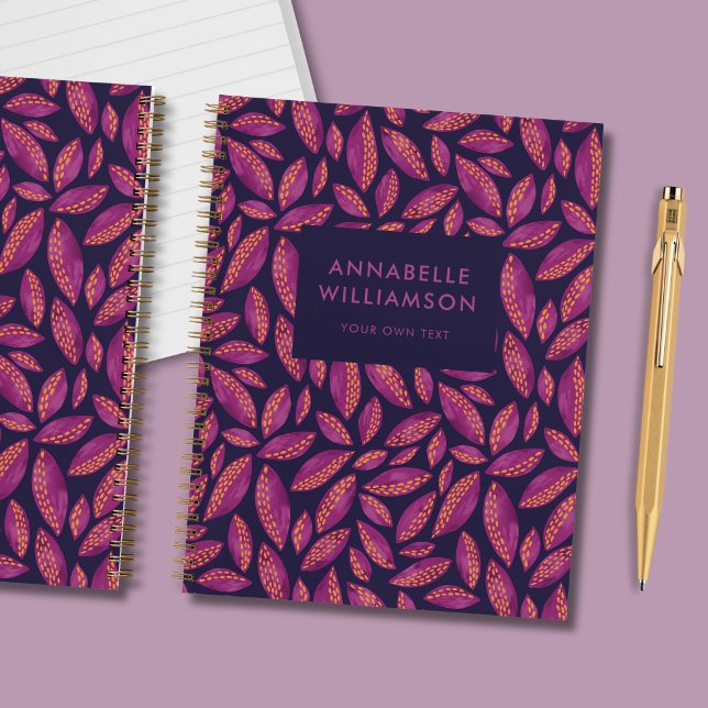 Carnet Feuilles violettes d'automne (Autumnal purple leaf Fall personalized notebook)
