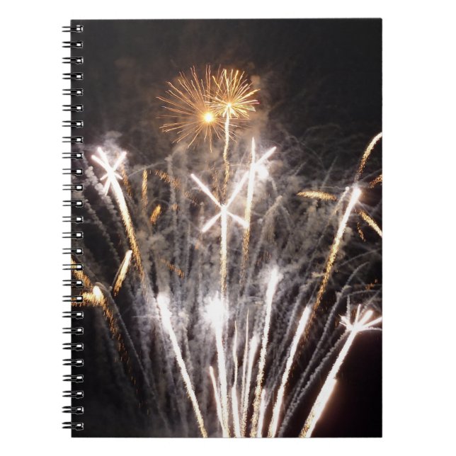 Carnet Feux d'artifice blancs et or II Célébration patrio (Devant)