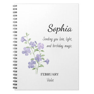 Carnet Février Violet Anniversaire Personnalisé