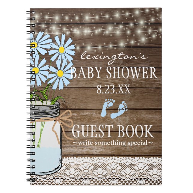 Carnet Ficelle du Guestbook bleu | de baby shower de (Devant)