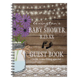Carnet Ficelle du Guestbook pourpre de baby shower de
