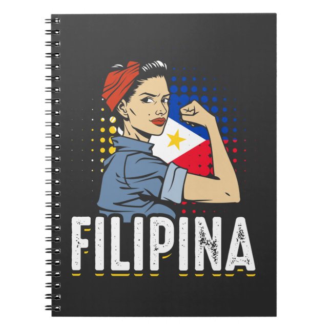 Carnet Fier drapeau philippin femme Philippines (Devant)