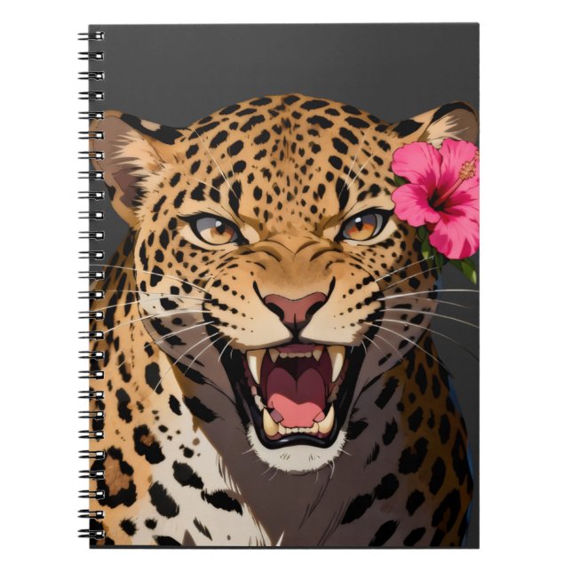 Carnet Fierce Leopard Pink Flower Notebook (Devant)