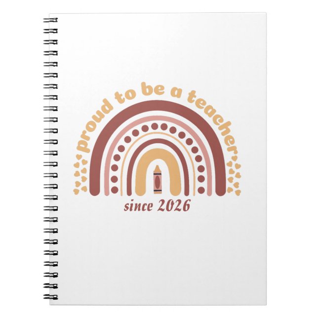 Carnet Fière d'être une enseignante rétro marron orange (Devant)