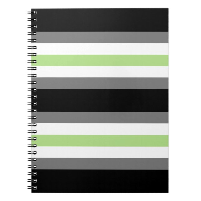Carnet Fierté agender, Fierté LGBTQ, Noir Gris et Vert (Devant)