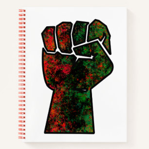 Carnet fierté noire drapeau rouge vert poing panafricain 