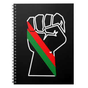 Carnet fierté noire drapeau rouge vert poing panafricain