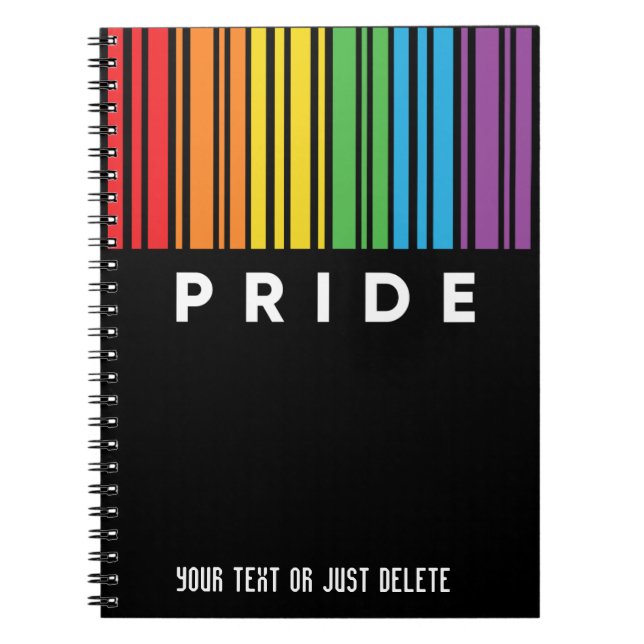 Carnet Fierté personnalisable Code barre arc-en-ciel LGBT (Devant)