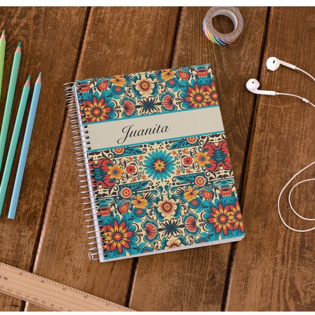 Carnet Fiesta Blooms, personnalisable (Créateur téléchargé)
