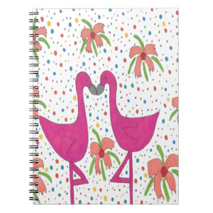 Carnet Fiesta Flamant rose Floral