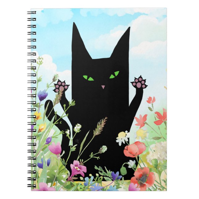Carnet Fièvre du printemps du chat noir :  Kitty et fleur (Devant)