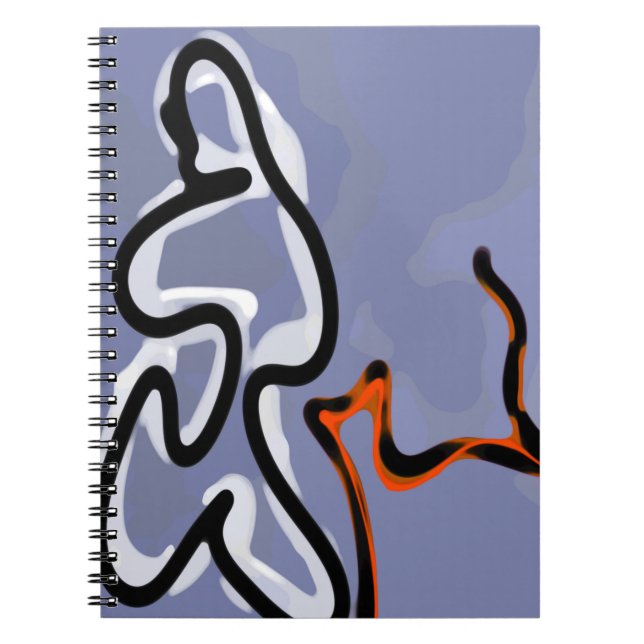 Carnet Figure avec Feline : bleu Abstrait, orange, B & W (Devant)