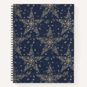 Carnet Filigrane étoilé céleste élégant - Bleu