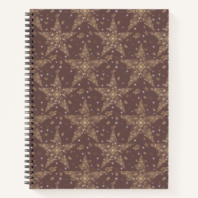 Carnet Filigrane étoilé céleste élégant - Marron (Devant)