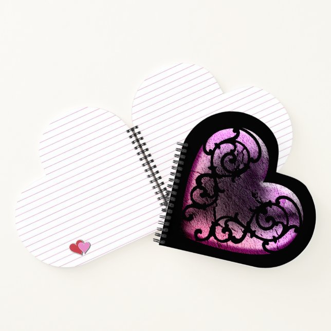 Carnet Filigree Goth Coeur rose (Intérieur)
