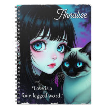 Fille Anime et Citation Personnalisée de Chat Siam