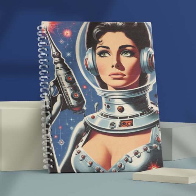 Carnet Fille astronaute de science-fiction vintage (Créateur téléchargé)