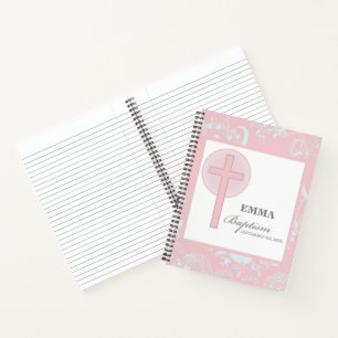 Carnet Fille au dentelle rose Baptême Personnalisé