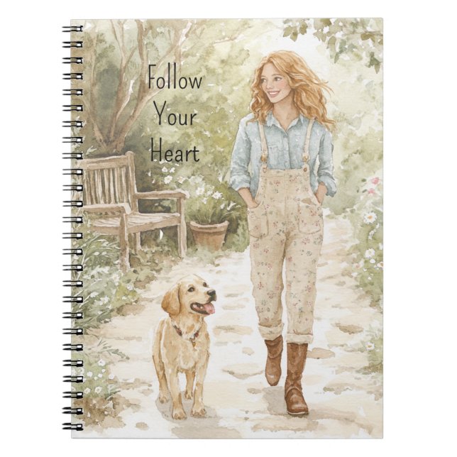 Carnet Fille aux Cheveux Roux & Son Chien (Devant)
