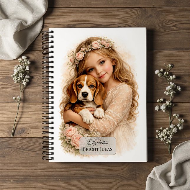 Carnet Fille avec chiot beagle (Créateur téléchargé)