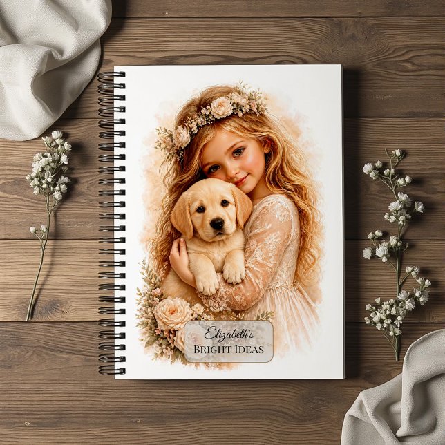 Carnet Fille avec chiot Labrador (Créateur téléchargé)