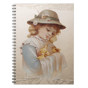 Carnet Fille avec des petits canards